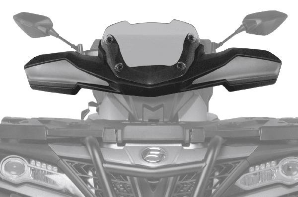 X850/X1000 Plexi štít Overland so šedými krytmi riadidiel