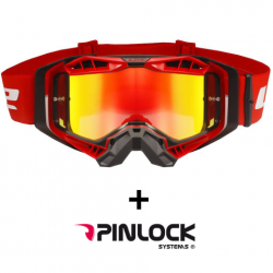 LS2 AURA PRO GOGGLE BLACK RED WITH IRIDIUM VISOR