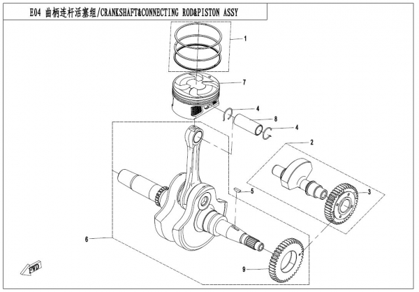 Kľuková hriadeľ a piesty