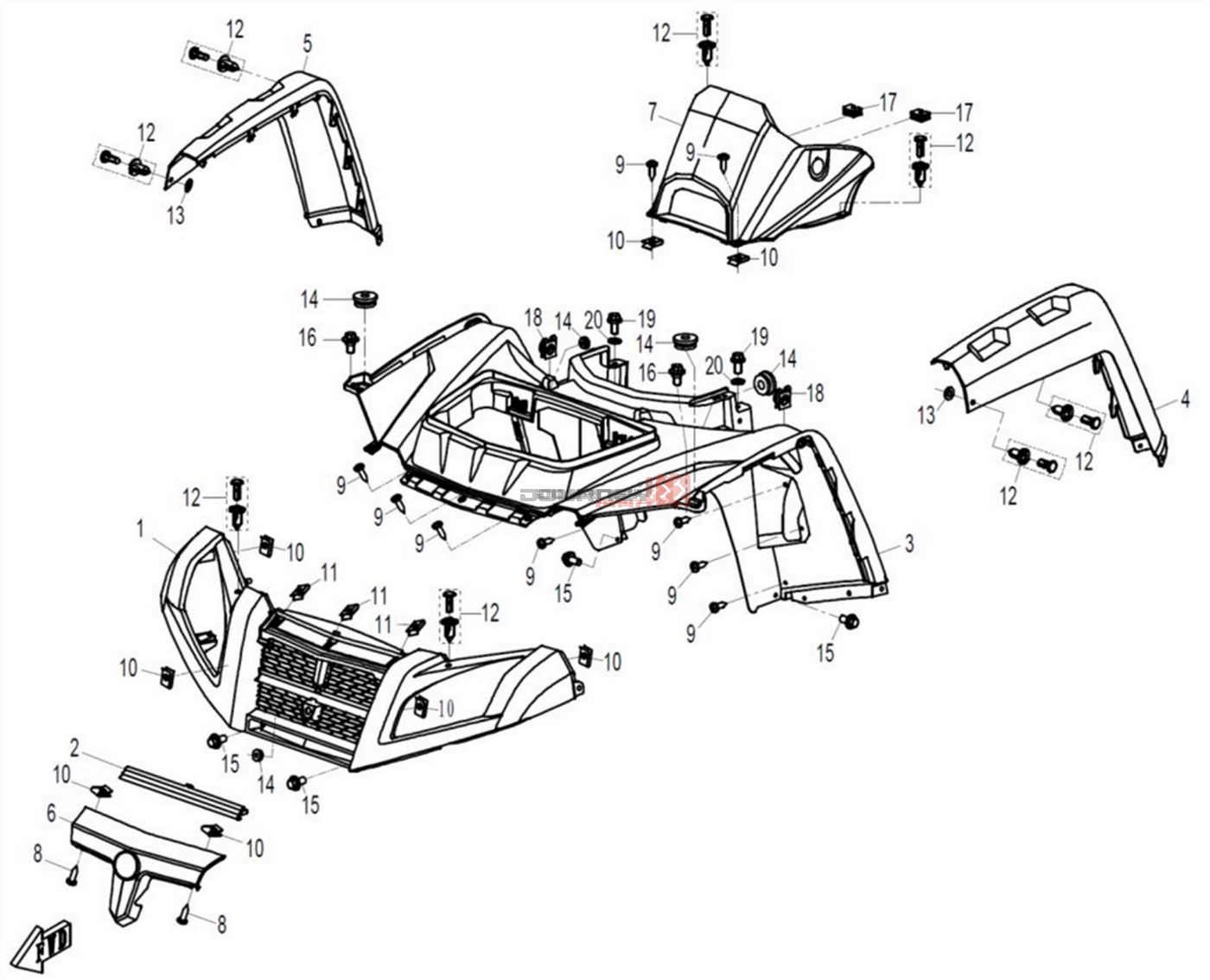 NÁHRADNÉ DIELY CF MOTO X8 - Predné plasty