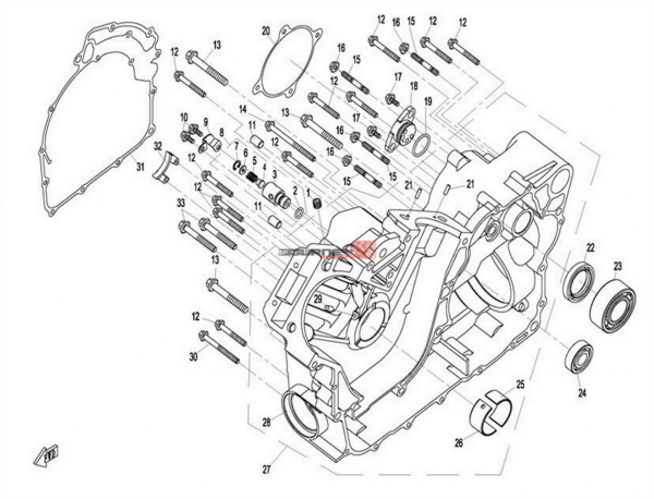 NÁHRADNÉ DIELY CF MOTO X8 - Pravá časť bloku motora