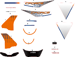 Nálepky (INJECTED PEARL WHITE, LAVA ORANGE)