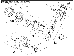 Kľuková hriadeľ a piesty 