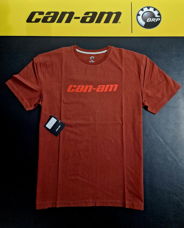 Pánske tričko BRP hnedé / červený nápis can-am