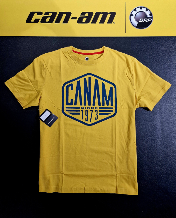 Pánske tričko BRP žlté / veľký modrý nápis can-am