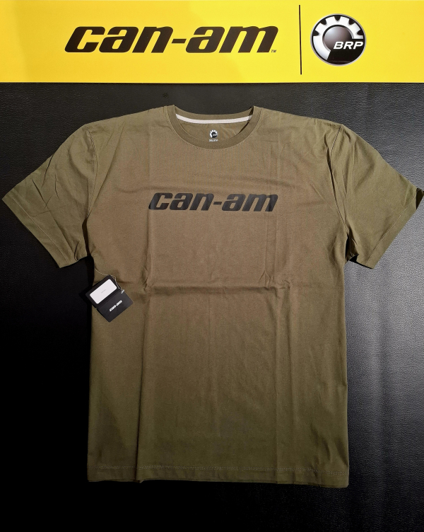 Pánske tričko BRP ZELENO-hnedé / čierny nápis can-am