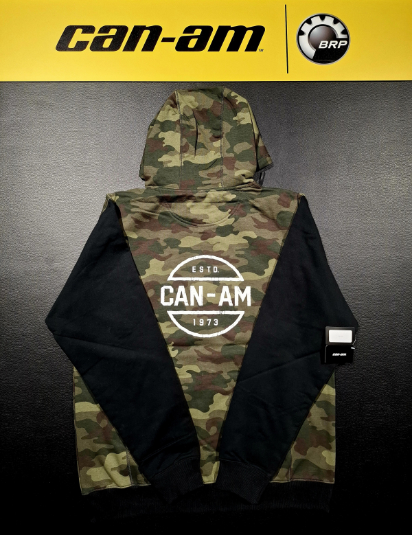 Pánska mikina BRP s kapucňou kamufláž / biele logo can-am