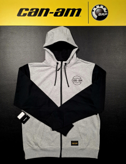 Pánska mikina BRP s kapucňou sivo-čierna / čierne logo can-am