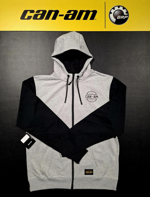 Pánska mikina BRP s kapucňou sivo-čierna / čierne logo can-am