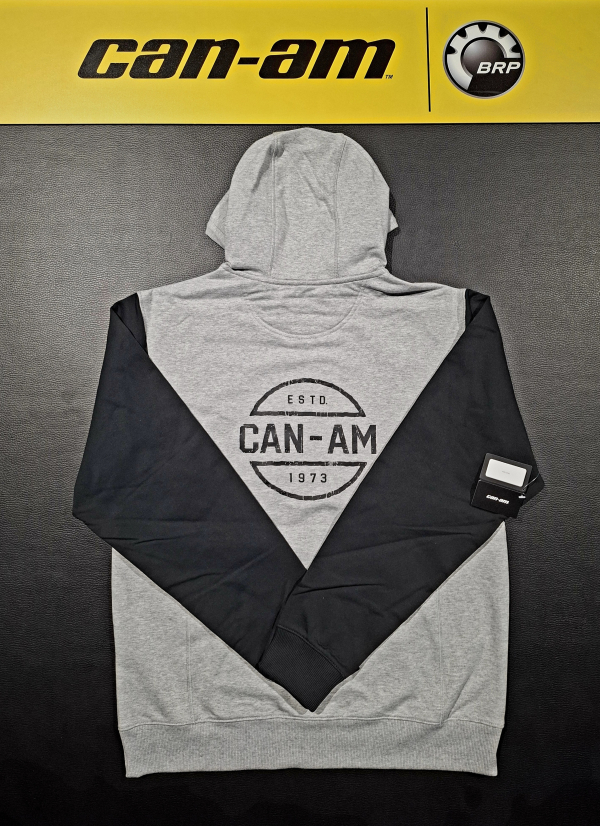 Pánska mikina BRP s kapucňou sivo-čierna / čierne logo can-am