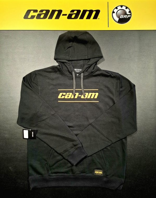 Pánska mikina BRP s kapucňou čierna / oranžový nápis can-am