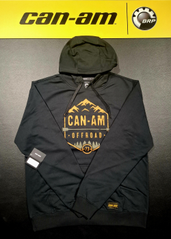 Pánska mikina BRP s kapucňou čierna / oranžové logo can-am