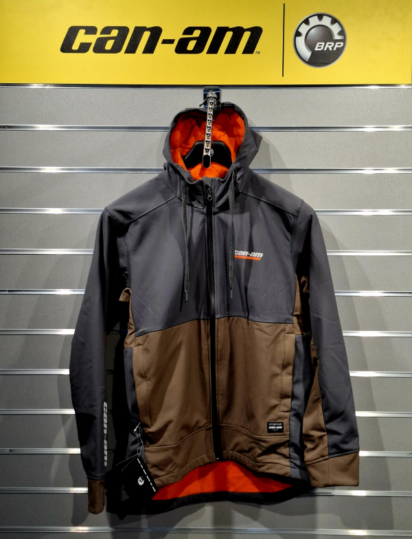 Pánska ľahká vetrovka BRP sivo-hnedá / oranžové vnútro