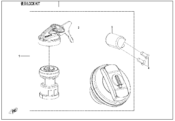 F01‑B LOCK KIT (WITH STEERING WHEEL LOCK)