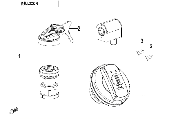 F01‑A-V2 LOCK KIT(FUEL TANK CAP WITH KEYHOLE)