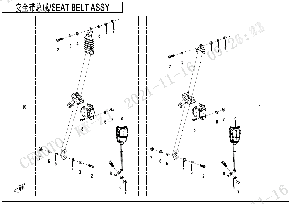 F34‑3 SEAT BELT ASSY (BACK SEAT)