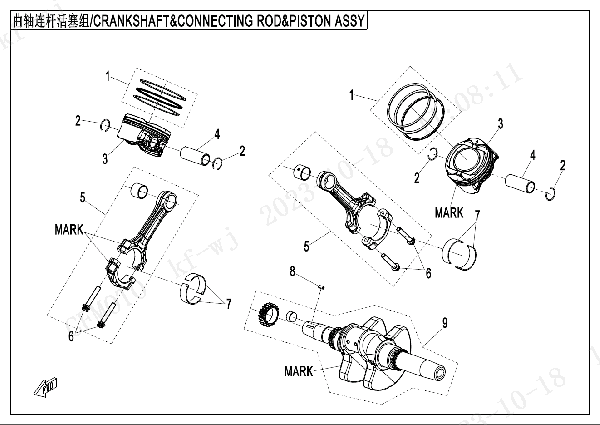 E04 CRANKSHAFT、CONNECTING ROD、PISTON ASSY
