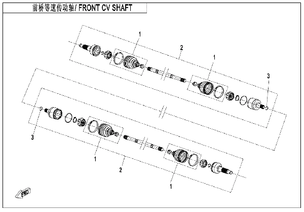 F27‑B FRONT CV SHAFT (ABS)