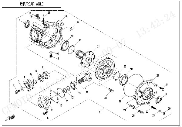 F33‑B REAR AXLE (NO DIFFERENTIAL)