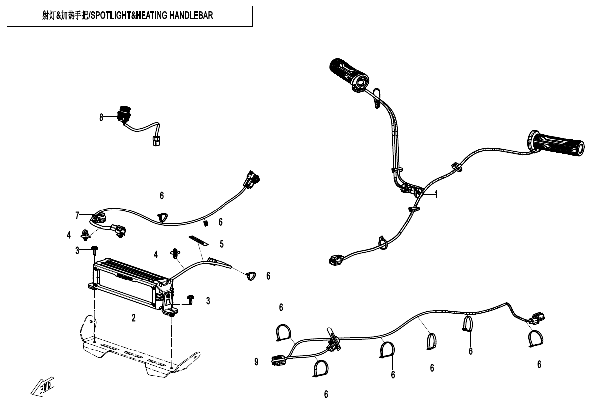 F80‑3 SPOTLIGHT@^HEATING HANDLEBAR (OVERLAND)