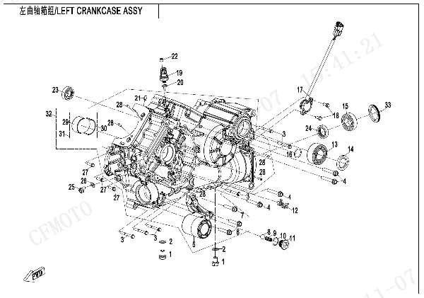 E01‑1 LEFT CRANKCASE ASSY