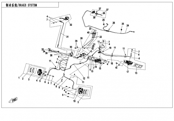 NÁHRADNÉ DIELY CF MOTO X850 - Brzdový systém L, H, Parking