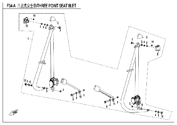 F34-A THREE POINT SEATBELT