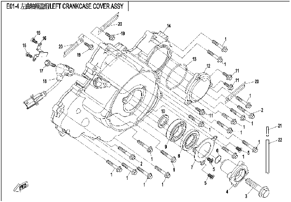 E01-4 LEFT CRANKCASE COVER ASSY