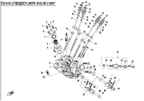 E02-6-V2 CYLINDER HEAD NO.2 ASSY