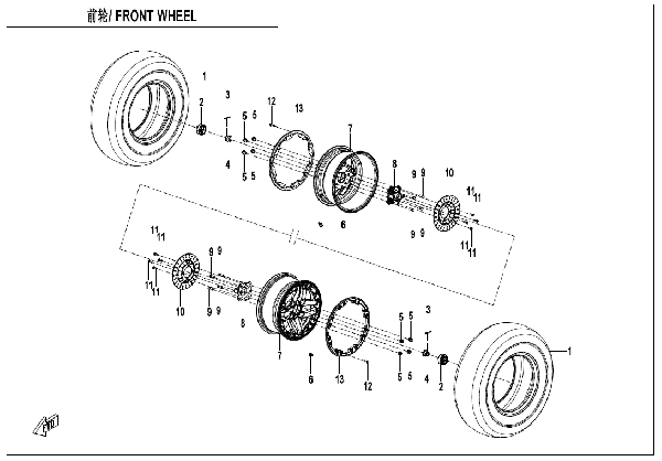 F07‑B FRONT WHEEL (WITH LOCK RING)