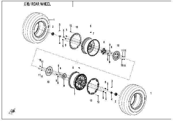 F11-B REAR WHEEL (WITH LOCK RING)