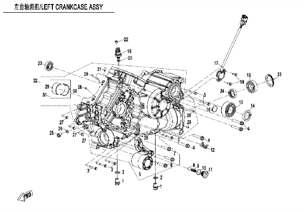 E01-1 LEFT CRANKCASE ASSY