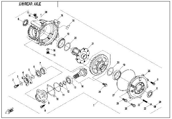F33‑B REAR AXLE (NO DIFFERENTIAL)