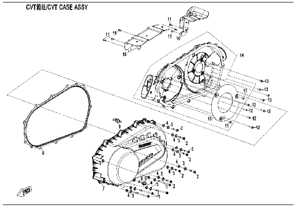E01-3-V2 CVT CASE ASSY