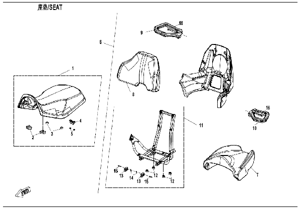F13-B SEAT (BLACK AND GRAY)
