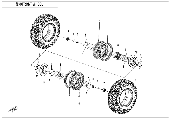 F11-A REAR WHEEL (ALUMINIUM)