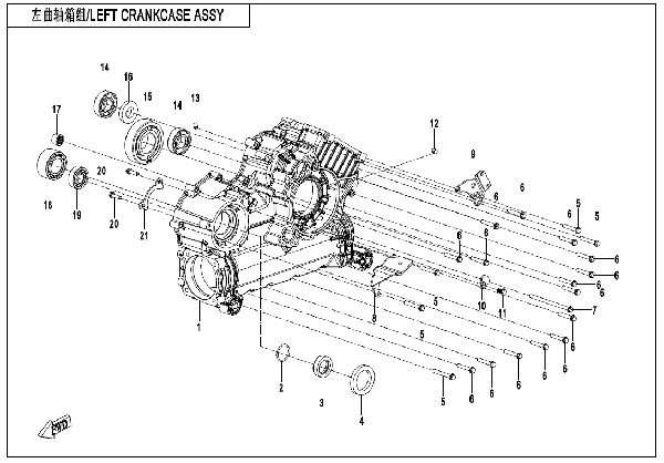 E01-1 LEFT CRANKCASE ASSY