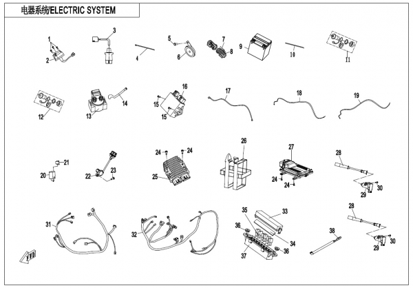 NÁHRADNÉ DIELY CF MOTO X1000 - Elektrický systém (bez EPS)