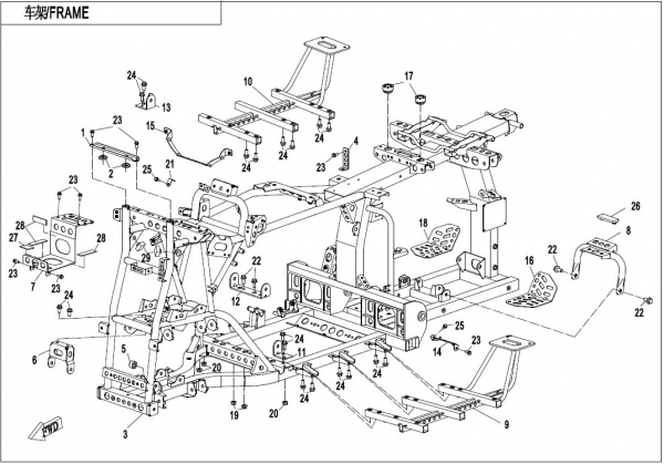 NÁHRADNÉ DIELY CF MOTO X1000 - Rám