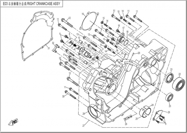 NÁHRADNÉ DIELY CF MOTO Z8 - Pravá časť bloku motora (od 2013)